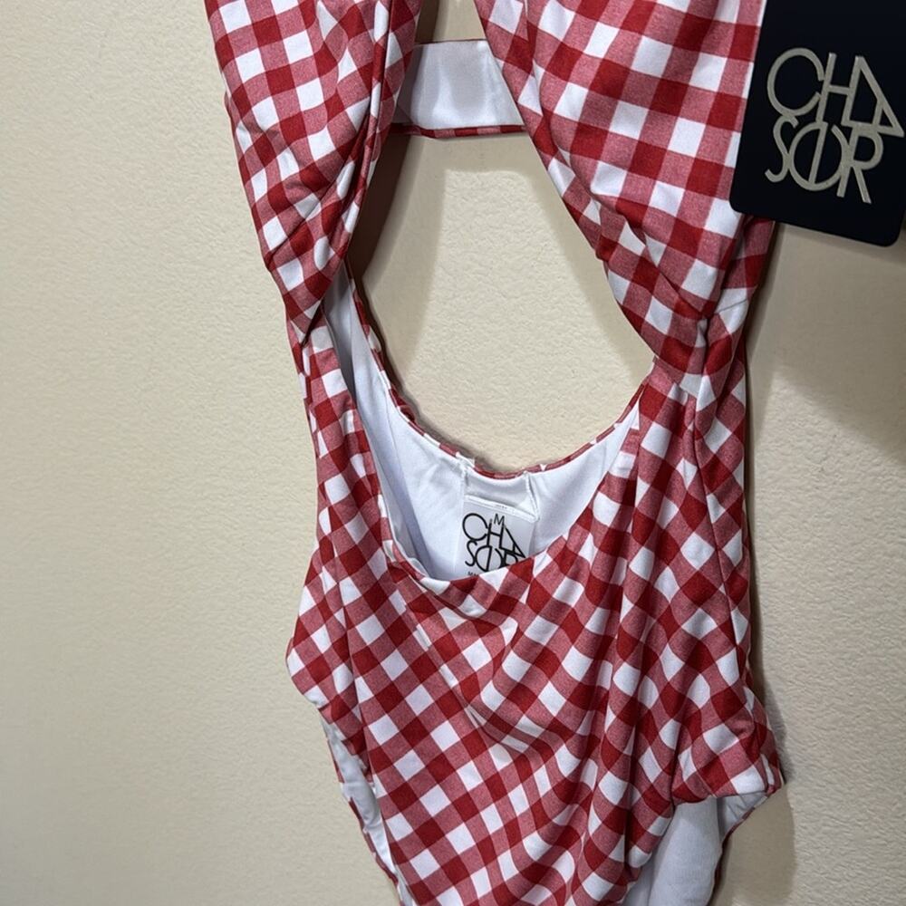 Chaser Tie Front Monokini One Piece Swimsuit - Red Size M - Picture 5 of 7